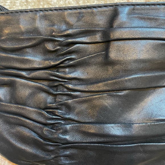 Michael Kors Black Ruched Gold Logo Crossbody Clutch  Purse - Picture 4 of 8